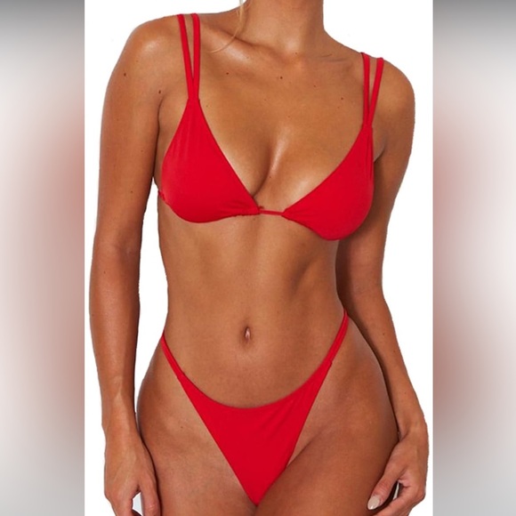 ~Sexy Thong Bottom Two Piece Bikini Double Shoulder Straps Triangle~ - Picture 7 of 7